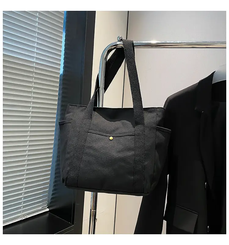 Large Canvas Canvas Tote Bag for Women Black — feature 24