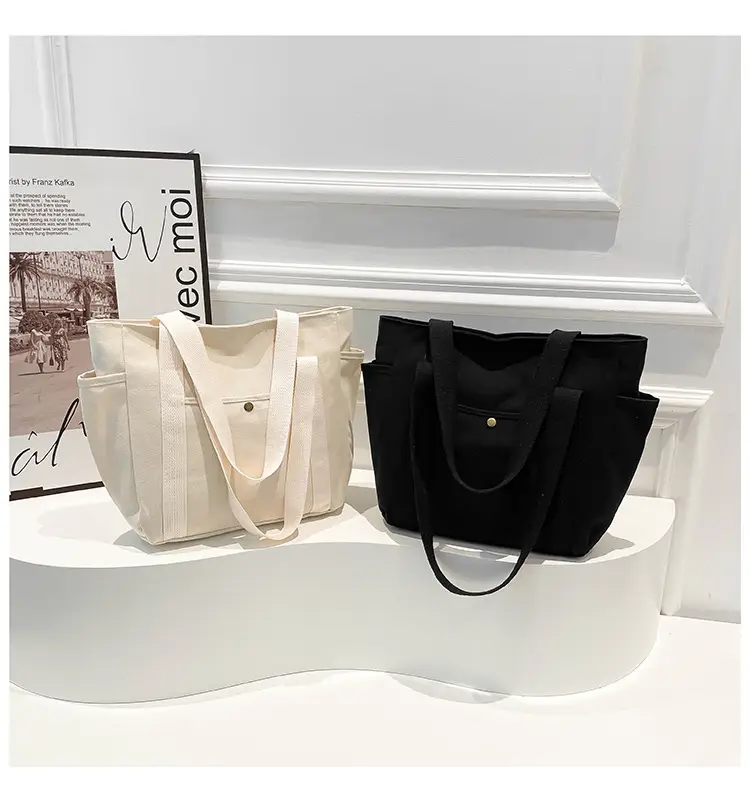 Large Canvas Canvas Tote Bag for Women Black — feature 25