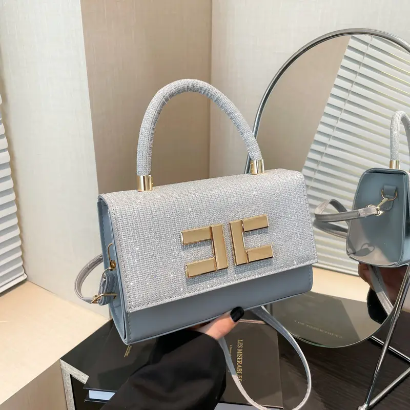 Women's Stitching Handbag Grey Square Shoulder Crossbody