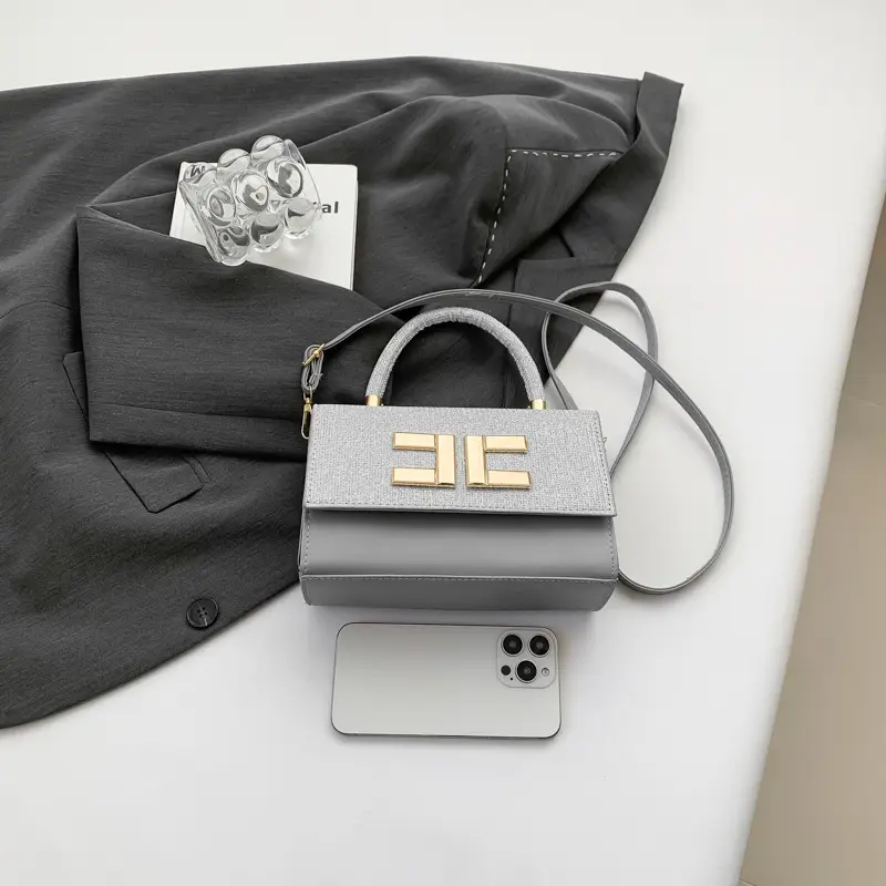 Women's Stitching Handbag Grey Square Shoulder Crossbody