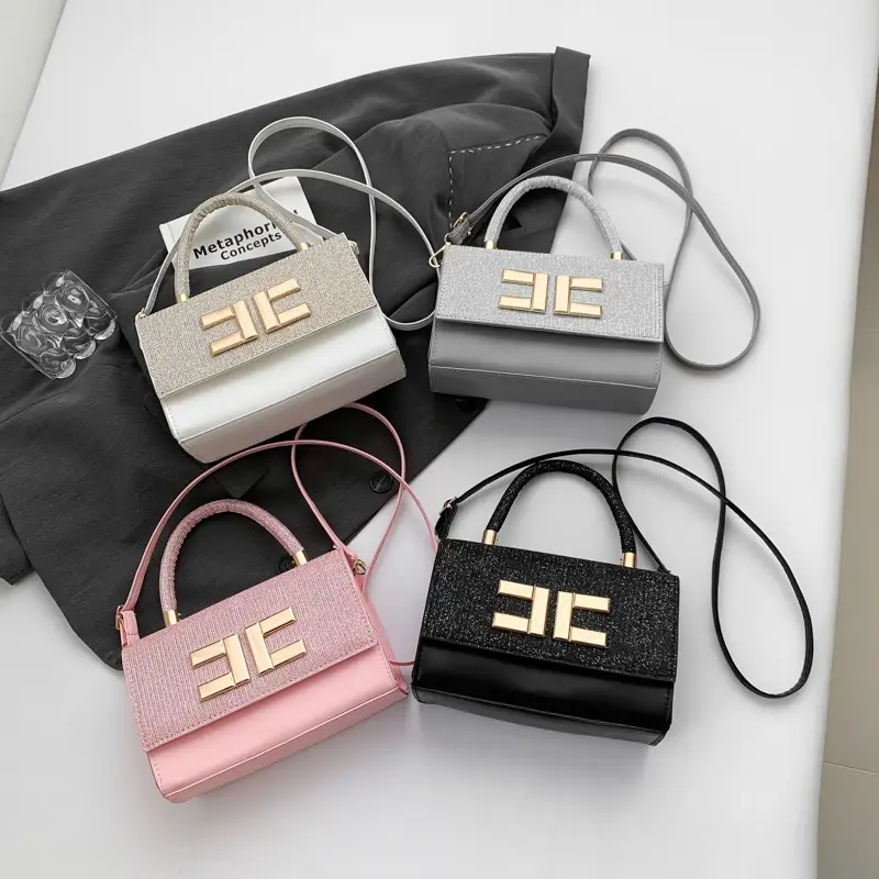 Women's Stitching Handbag Grey Square Shoulder Crossbody