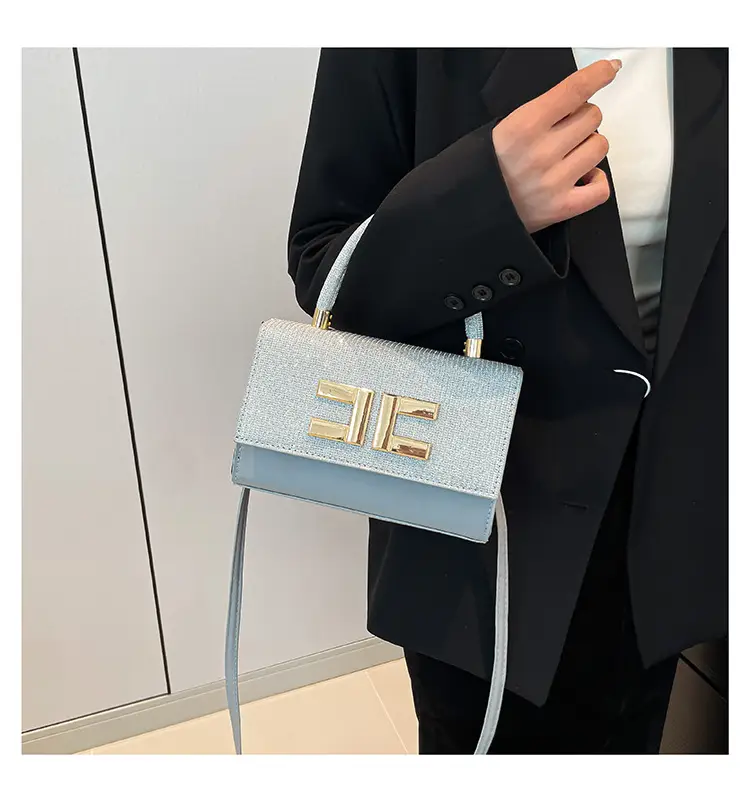 Women's Stitching Handbag Grey Square Shoulder Crossbody — feature 15