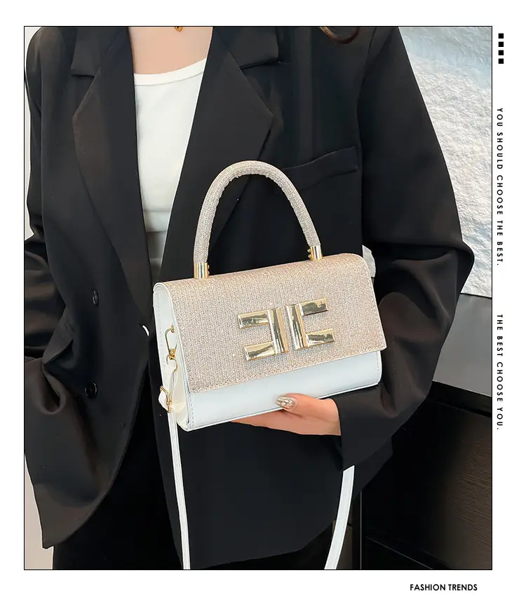 Women's Stitching Handbag Grey Square Shoulder Crossbody — feature 2