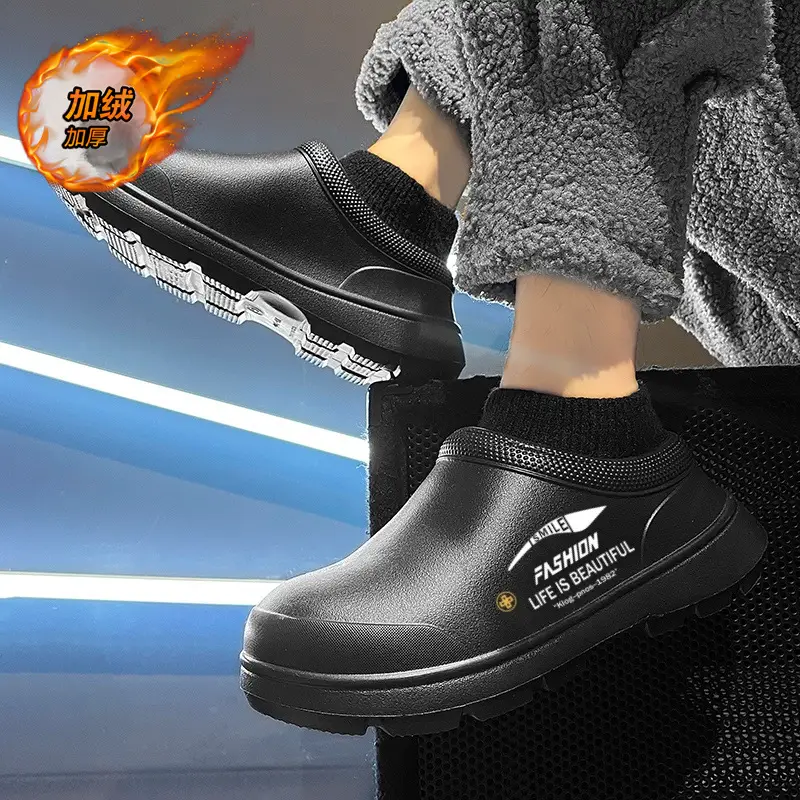 Cotton Slippers Men's Winter Wear fleece-lined Thickened Shit Feeling Baotou Outdoor Internet Popular Fashion Socks Warm Cotton - Image 5