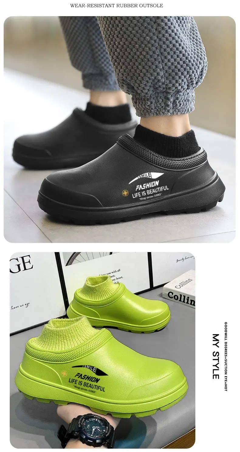 Cotton Slippers Men's Winter Wear fleece-lined Thickened Shit Feeling Baotou Outdoor Internet Popular Fashion Socks Warm Cotton — feature 14
