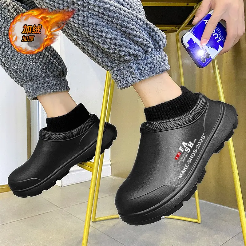 Socks Cotton Slippers Men's Winter fleece-lined Warm Snow Boots Outwear Youth Sports Non-slip Waterproof Cotton Shoes - Image 5