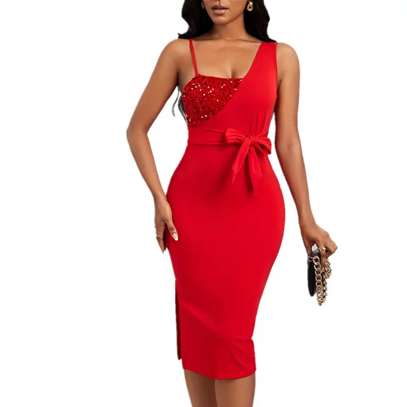 Black Beaded Split Skirt Evening Dress for Women - Image 6