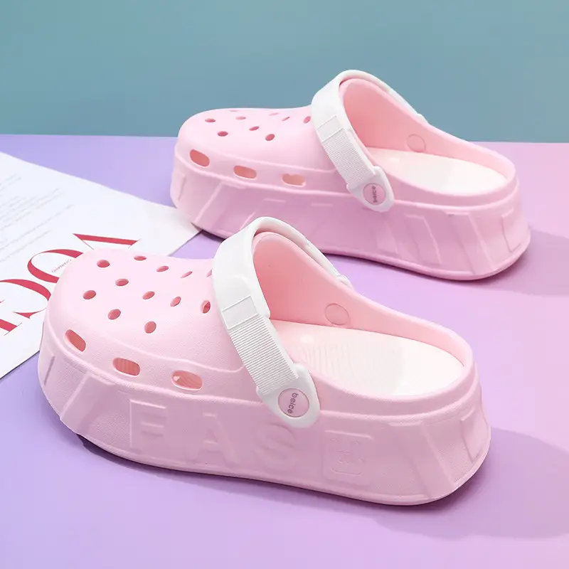 Hole Shoes Women's Outer Wear Thick Sole Heightened Non-slip Slippers Breathable EVA Dung-feeling All-match Non-stinky Feet Beach Sandals - Image 6