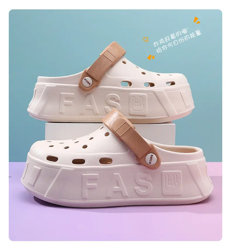 Hole Shoes Women's Outer Wear Thick Sole Heightened Non-slip Slippers Breathable EVA Dung-feeling All-match Non-stinky Feet Beach Sandals — feature 15