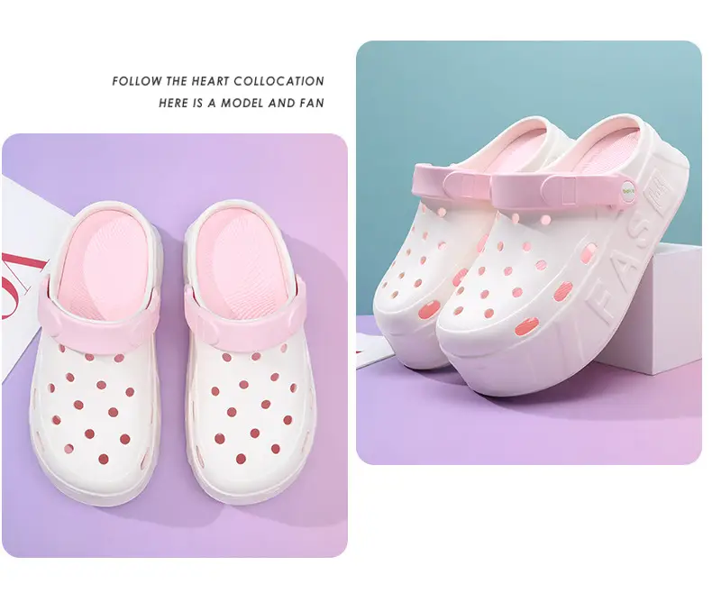 Hole Shoes Women's Outer Wear Thick Sole Heightened Non-slip Slippers Breathable EVA Dung-feeling All-match Non-stinky Feet Beach Sandals — feature 16