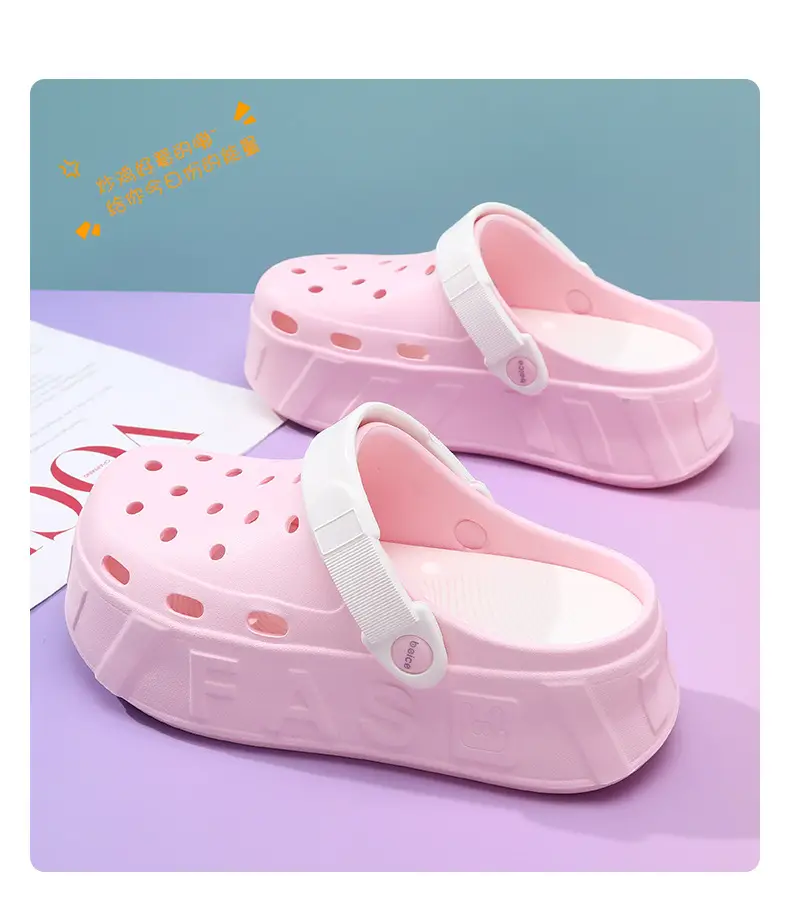 Hole Shoes Women's Outer Wear Thick Sole Heightened Non-slip Slippers Breathable EVA Dung-feeling All-match Non-stinky Feet Beach Sandals — feature 20