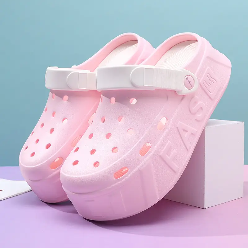 Hole Shoes Women's Outer Wear Thick Sole Heightened Non-slip Slippers Breathable EVA Dung-feeling All-match Non-stinky Feet Beach Sandals - Image 2