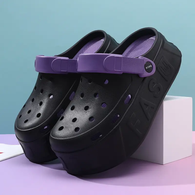 Hole Shoes Women's Outer Wear Thick Sole Heightened Non-slip Slippers Breathable EVA Dung-feeling All-match Non-stinky Feet Beach Sandals - Image 3