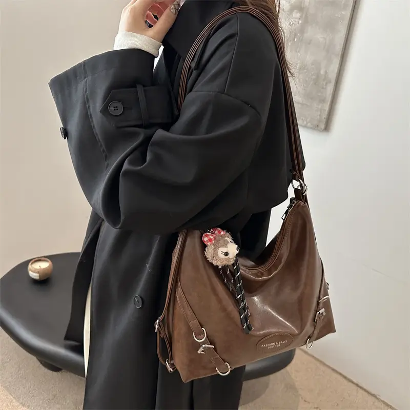 Women's Winter Stylish Shoulder Tote Bag Black 2024 - Image 5