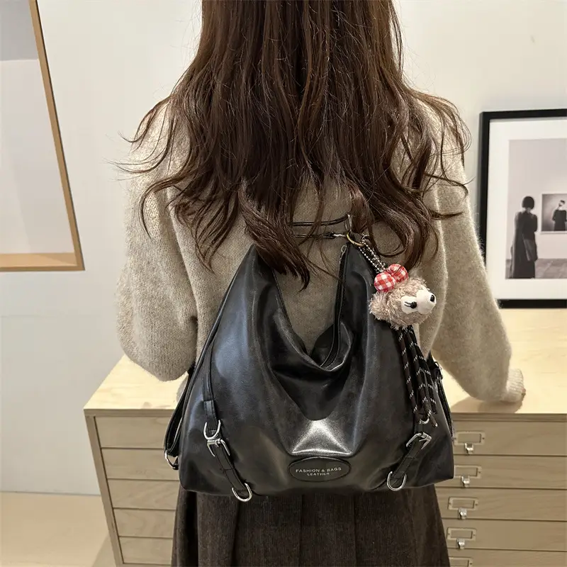 Women's Winter Stylish Shoulder Tote Bag Black 2024 - Image 7