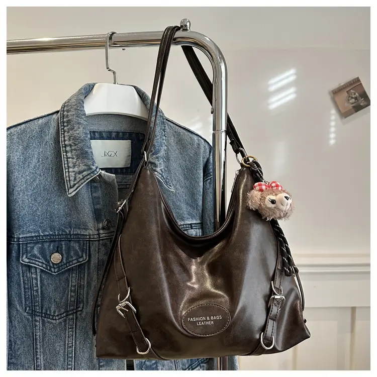 Women's Winter Stylish Shoulder Tote Bag Black 2024 - Image 2