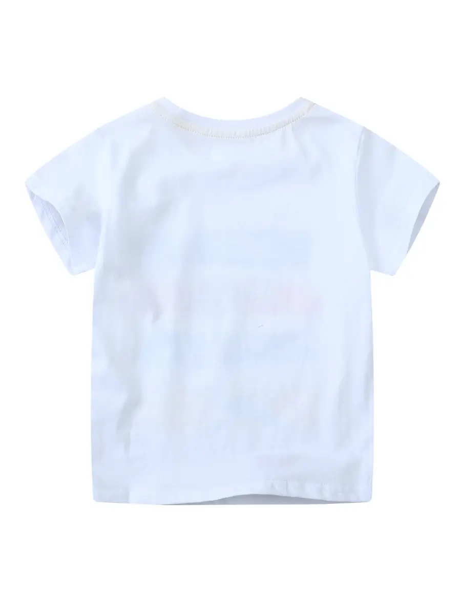 Kids Car Graphic T-Shirt White Short Sleeve Boys