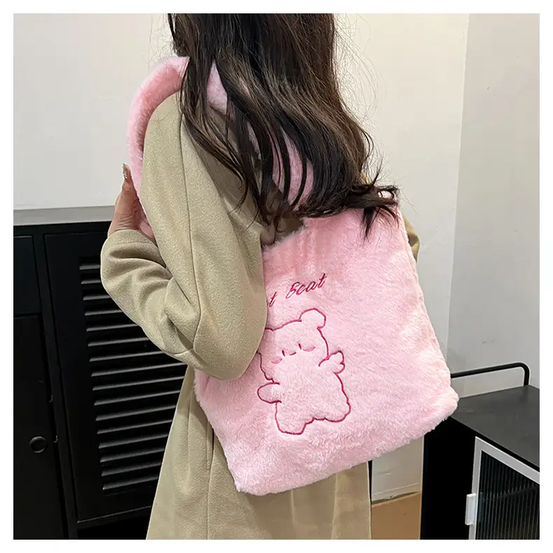 Japanese Bear Plush Shoulder Bag Large Capacity Autumn Winter — feature 10