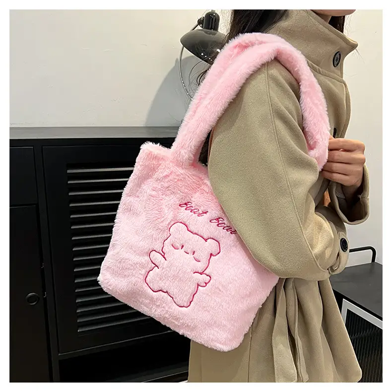 Japanese Bear Plush Shoulder Bag Large Capacity Autumn Winter — feature 11