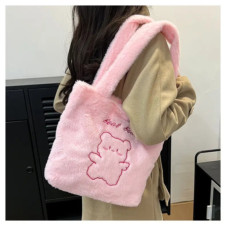 Japanese Bear Plush Shoulder Bag Large Capacity Autumn Winter — feature 12