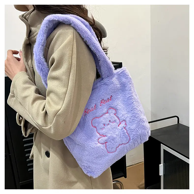 Japanese Bear Plush Shoulder Bag Large Capacity Autumn Winter — feature 17