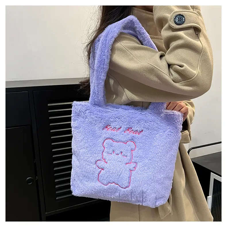 Japanese Bear Plush Shoulder Bag Large Capacity Autumn Winter — feature 18