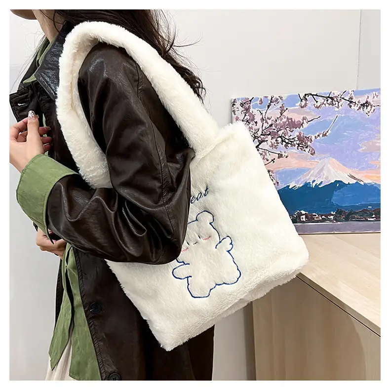 Japanese Bear Plush Shoulder Bag Large Capacity Autumn Winter — feature 19
