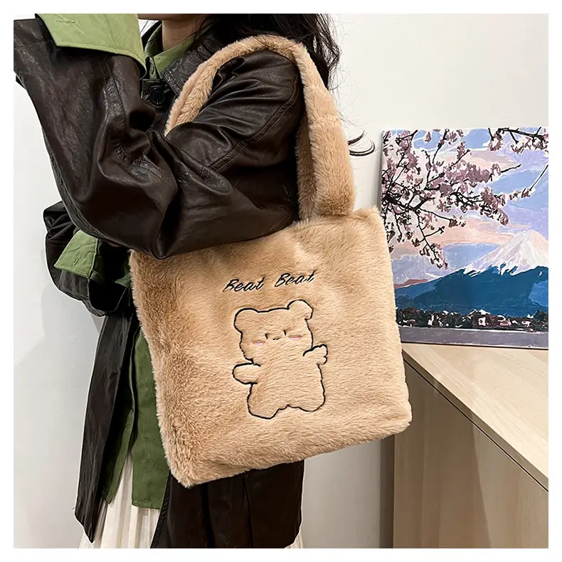 Japanese Bear Plush Shoulder Bag Large Capacity Autumn Winter — feature 23