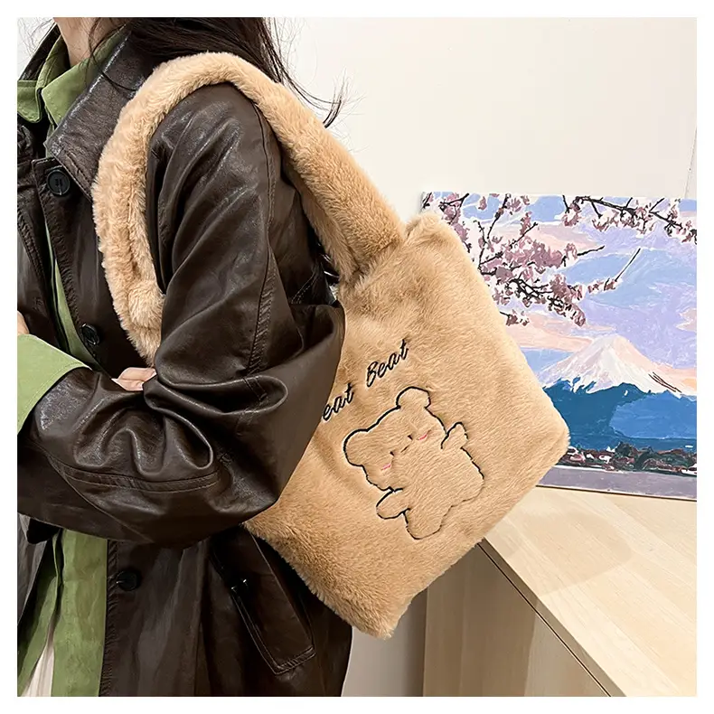 Japanese Bear Plush Shoulder Bag Large Capacity Autumn Winter — feature 24