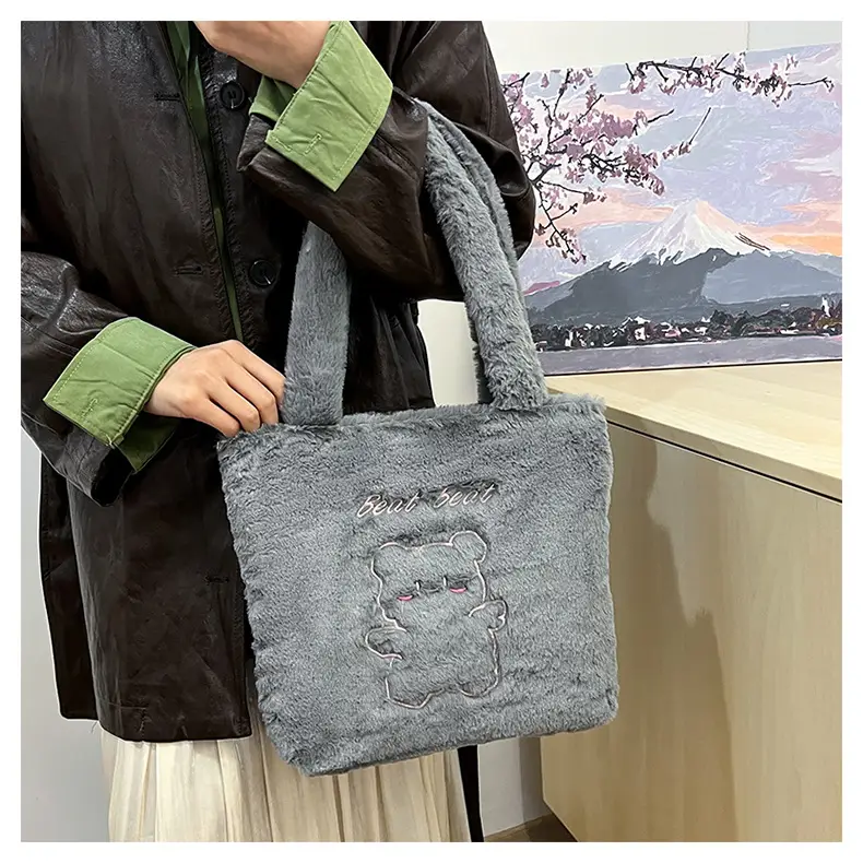 Japanese Bear Plush Shoulder Bag Large Capacity Autumn Winter — feature 25