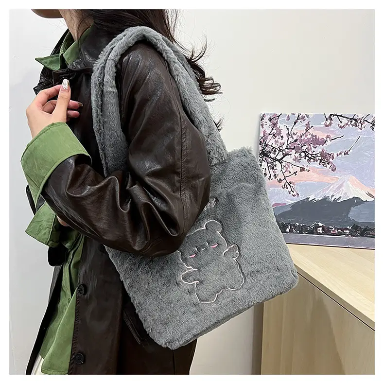 Japanese Bear Plush Shoulder Bag Large Capacity Autumn Winter — feature 26