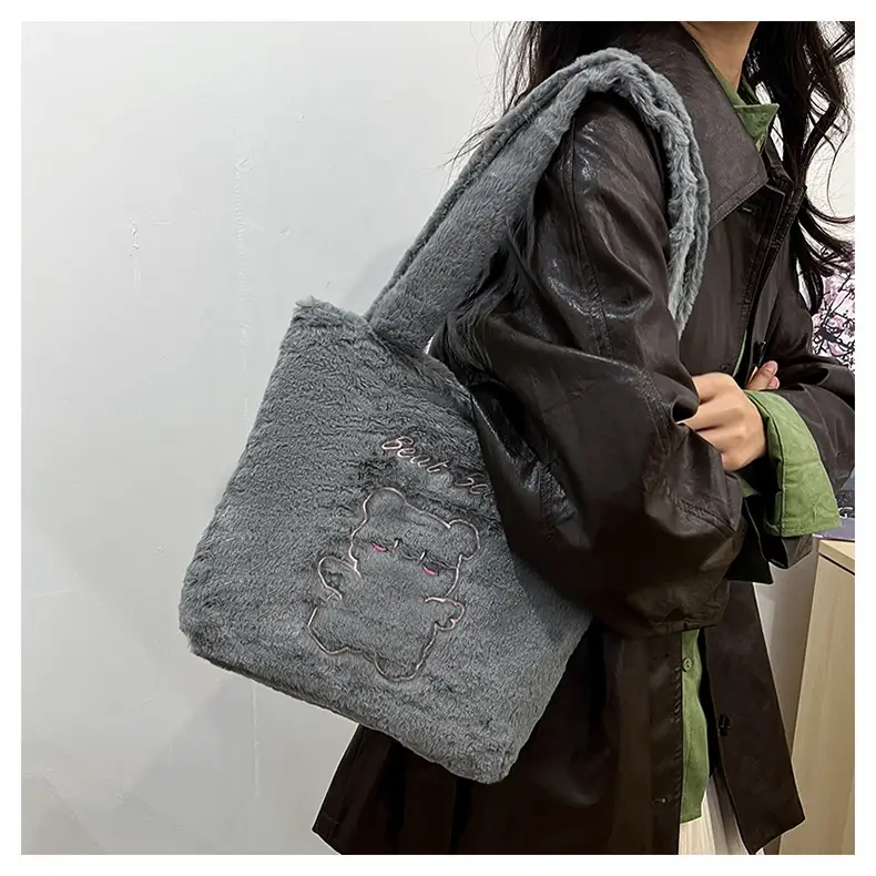 Japanese Bear Plush Shoulder Bag Large Capacity Autumn Winter — feature 27
