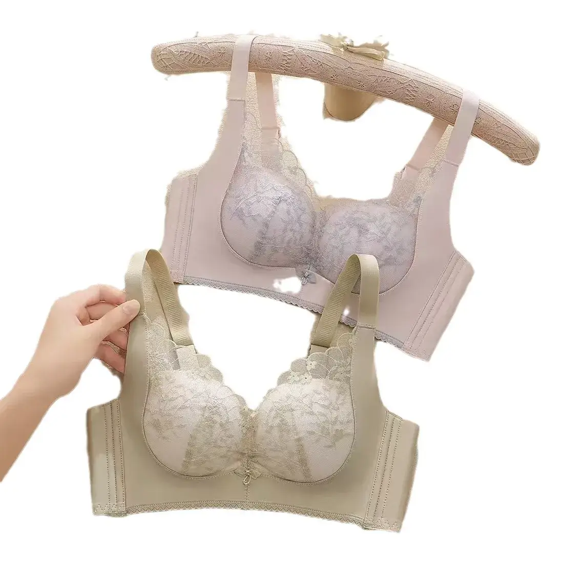 Black Lace Bra with Embroidered Design, Adjustable, Non-Rims, Anti-Sagging - Image 10