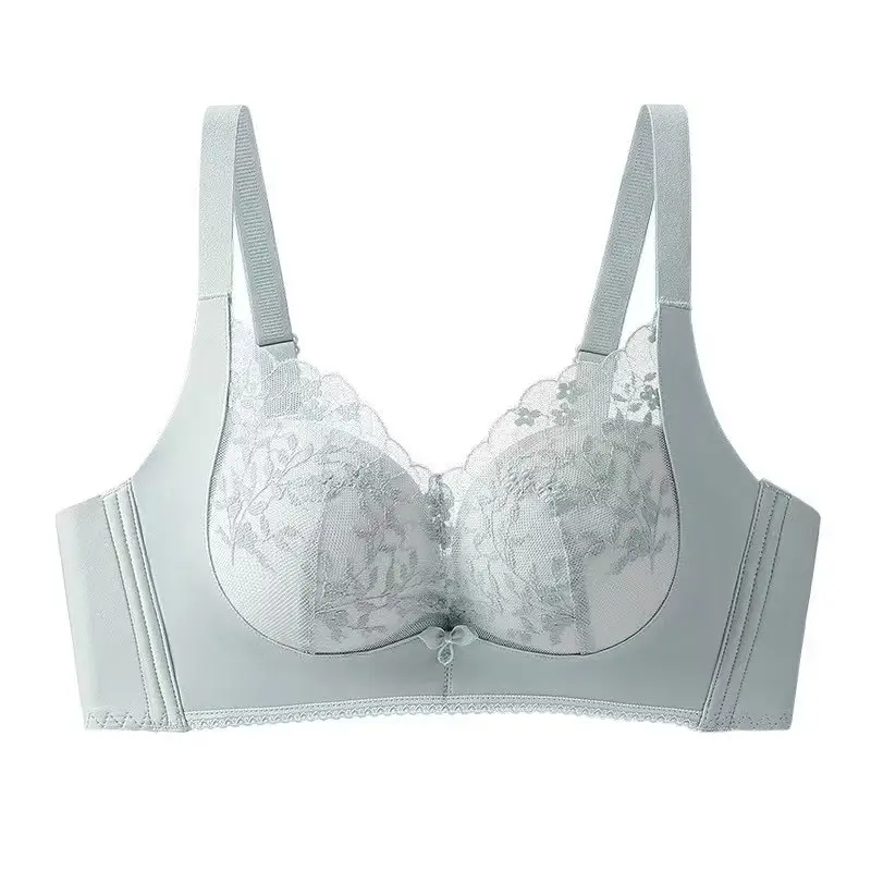Black Lace Bra with Embroidered Design, Adjustable, Non-Rims, Anti-Sagging — feature 14