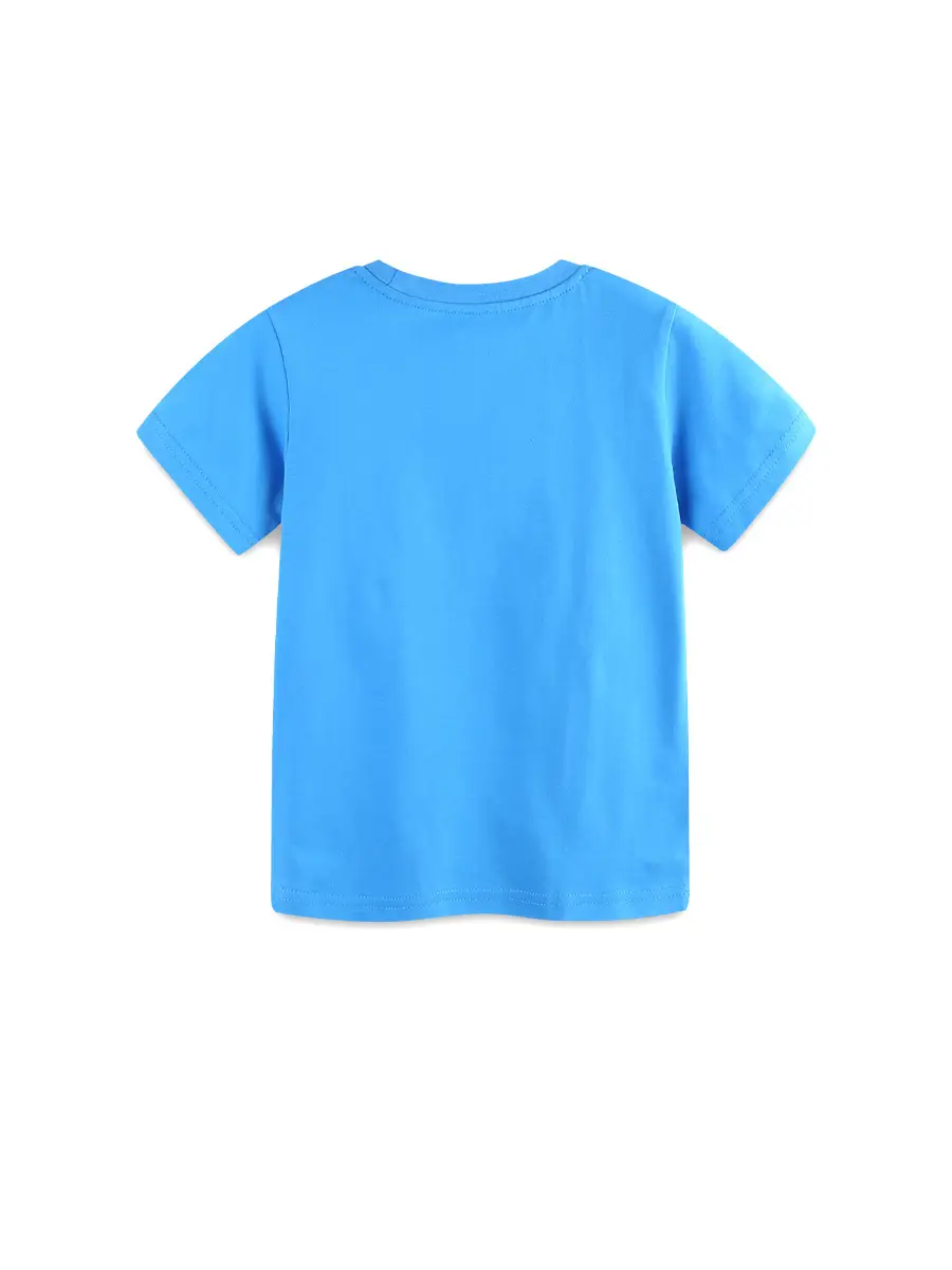 Kids Shark Print T-Shirt Blue Round Neck Short Sleeve