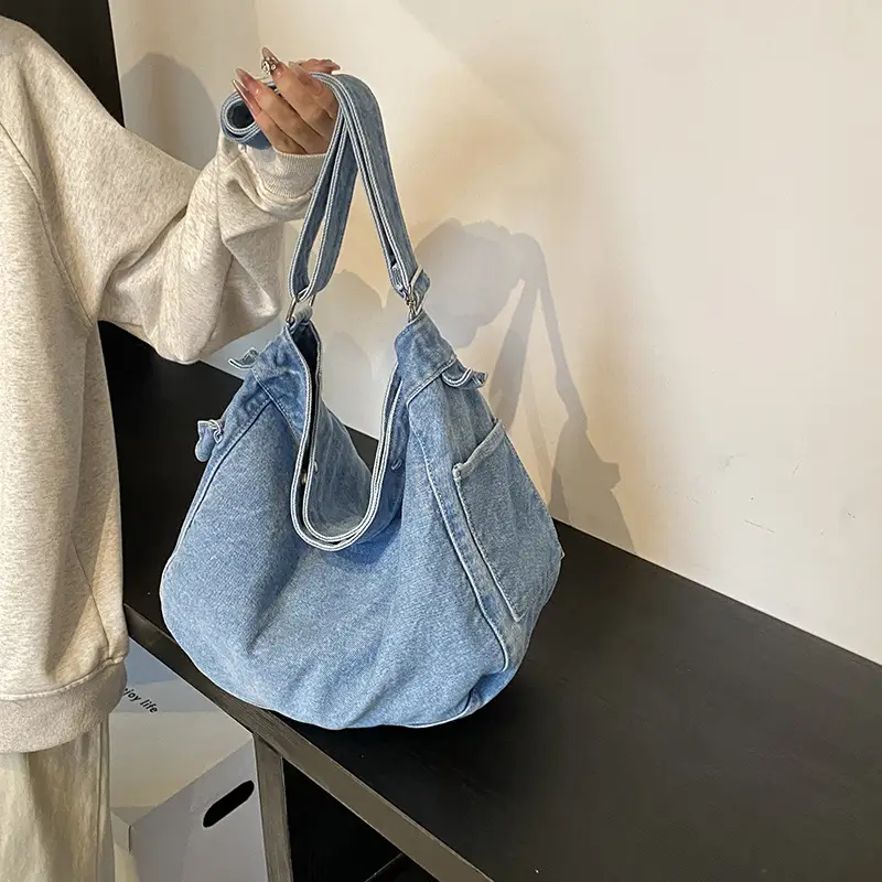 Blue Denim Crossbody Bag for Women