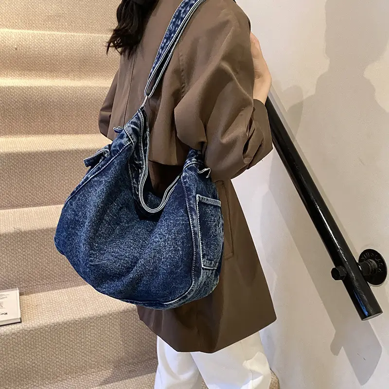 Blue Denim Crossbody Bag for Women
