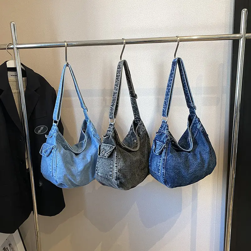 Blue Denim Crossbody Bag for Women