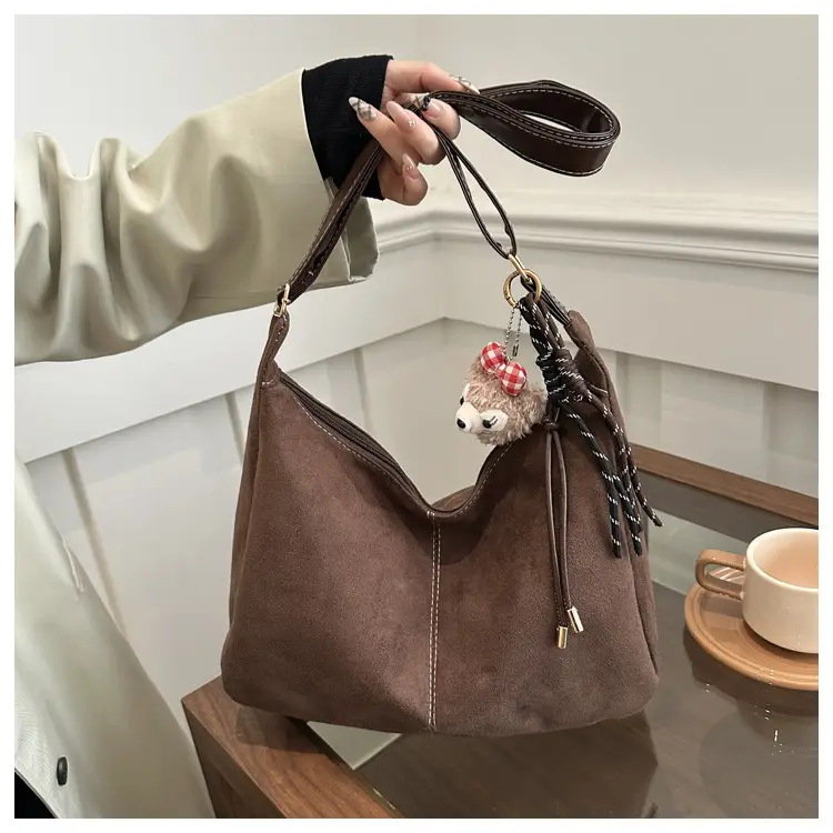 Brown Large Capacity Shoulder Crossbody Bag for Women — feature 18
