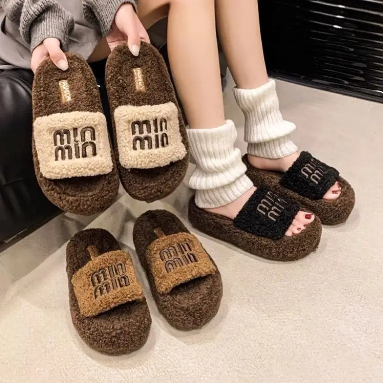 Thick Bottom Leopard Print Mao Mao Slippers Women's 2024 Autumn and Winter New Internet Celebrous Hot Style Soft Bottom Home Cotton Slippers — feature 24