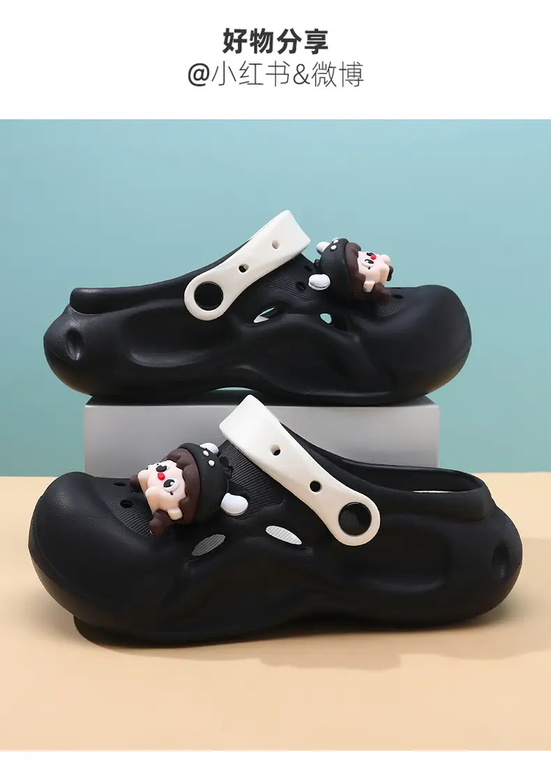 Thick-soled height-increasing women's hole shoes breathable non-slip slippers eva step on excrement feeling summer wear deodorant feet beach sandals — feature 17