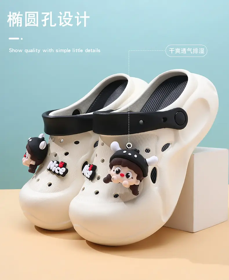 Thick-soled height-increasing women's hole shoes breathable non-slip slippers eva step on excrement feeling summer wear deodorant feet beach sandals — feature 3