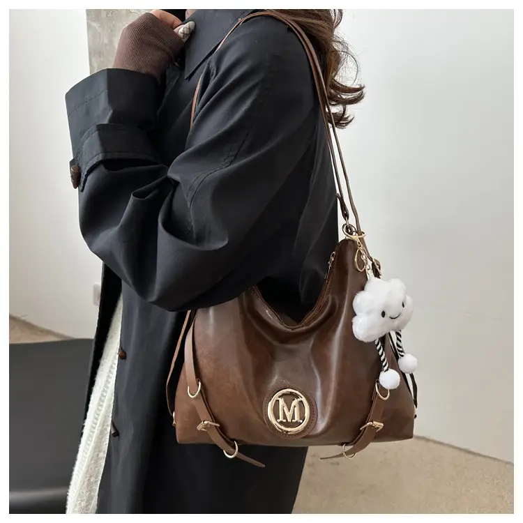 Women's Brown ML Logo Shoulder Bag with Cloud Accent — feature 13