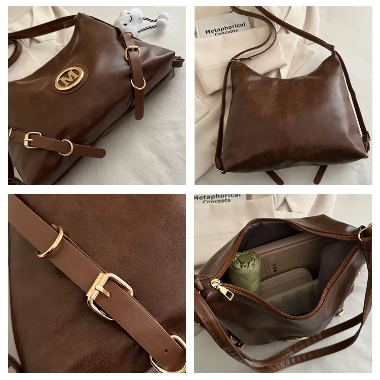 Women's Brown ML Logo Shoulder Bag with Cloud Accent — feature 8