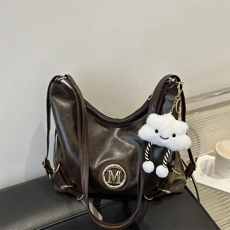 Women's Brown ML Logo Shoulder Bag with Cloud Accent - Image 3