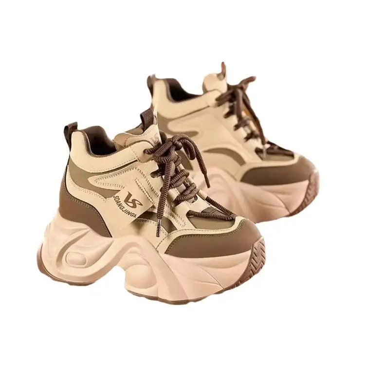 Women's Thick White Grey Casual Shoes 9.0cm - Image 8