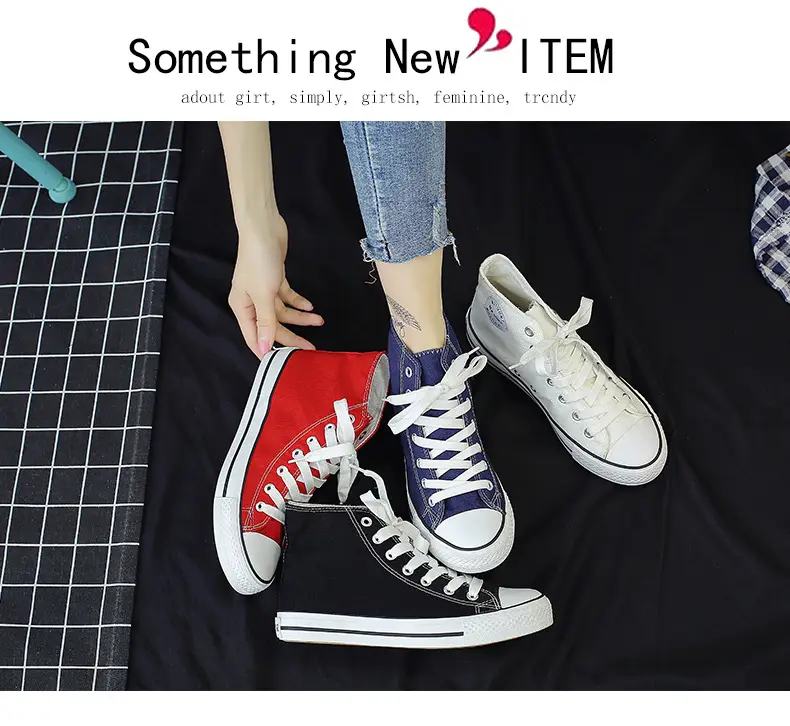 Ins Harajuku Vintage High-top Canvas Shoes Women's Casual Classic All-match Couple Shoes Student Shoes Sneakers Rubber Shoes B01 — feature 1