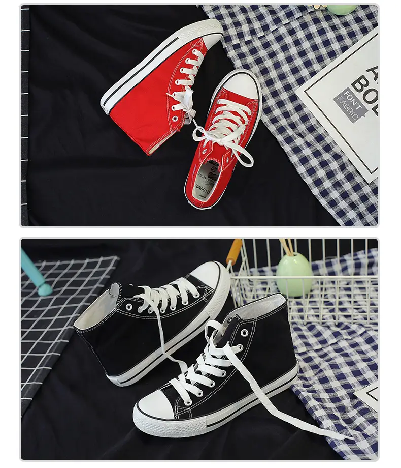 Ins Harajuku Vintage High-top Canvas Shoes Women's Casual Classic All-match Couple Shoes Student Shoes Sneakers Rubber Shoes B01 — feature 16