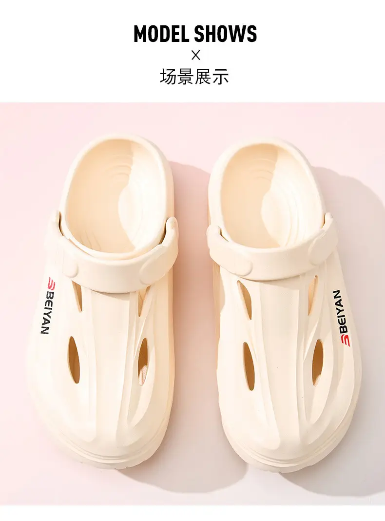 Thick Sole Hole Shoes Women's Summer Breathable Heightening Baotou Top-free Foot Deodorant Outdoor Beach All-match Soft Sandals — feature 5
