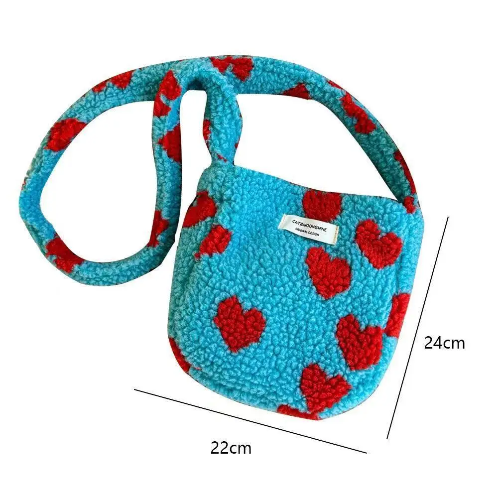 Korean Style Plush Shoulder Bag Women's Woolen Black Grey — feature 1